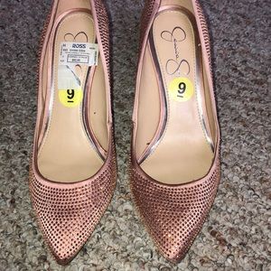 Blush pink bedazzled pump